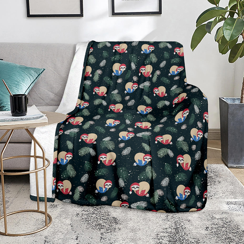 Christmas Sleeping Sloths Pattern Print Blanket