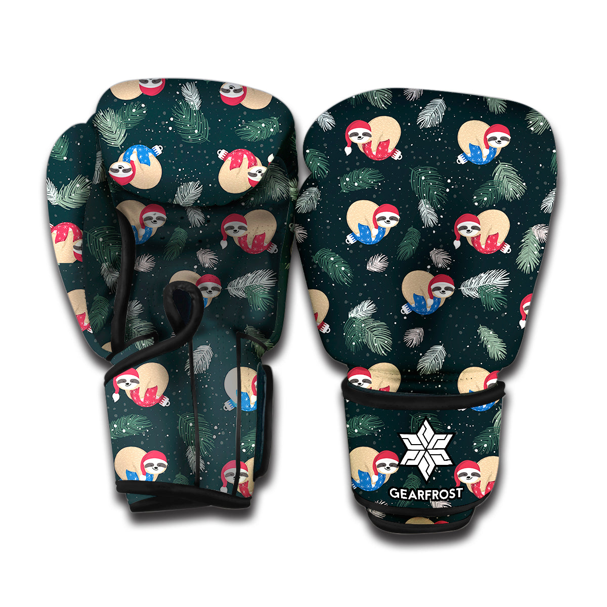 Christmas Sleeping Sloths Pattern Print Boxing Gloves