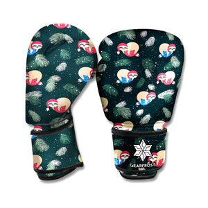 Christmas Sleeping Sloths Pattern Print Boxing Gloves