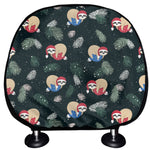 Christmas Sleeping Sloths Pattern Print Car Headrest Covers