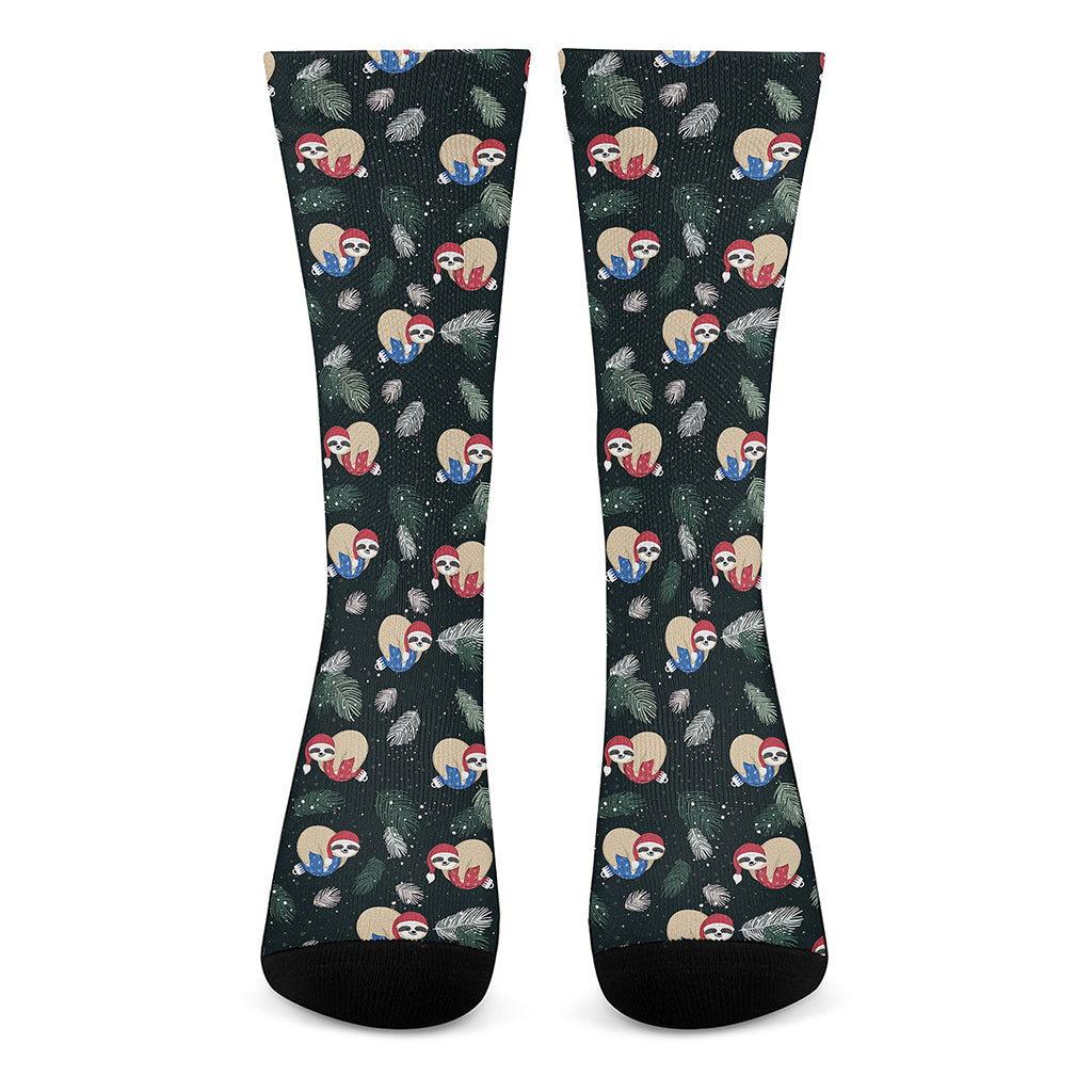 Christmas Sleeping Sloths Pattern Print Crew Socks