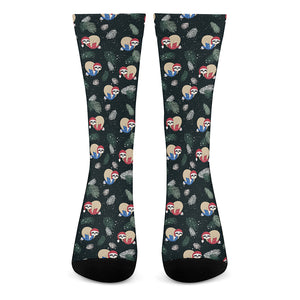 Christmas Sleeping Sloths Pattern Print Crew Socks