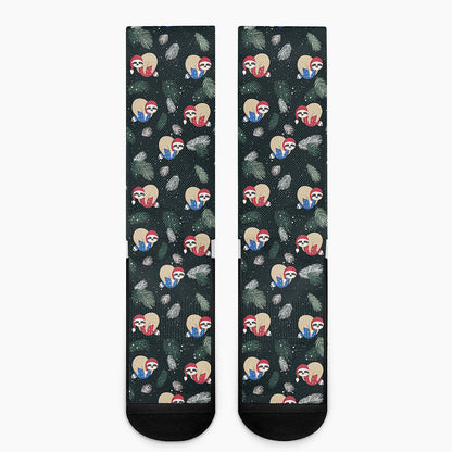 Christmas Sleeping Sloths Pattern Print Crew Socks