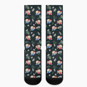 Christmas Sleeping Sloths Pattern Print Crew Socks