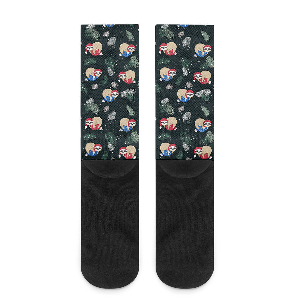 Christmas Sleeping Sloths Pattern Print Crew Socks