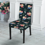 Christmas Sleeping Sloths Pattern Print Dining Chair Slipcover