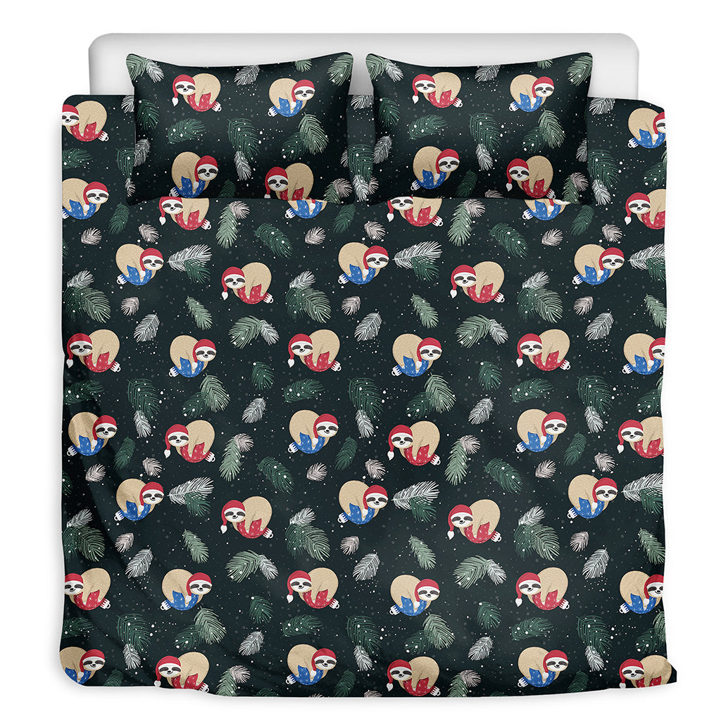 Christmas Sleeping Sloths Pattern Print Duvet Cover Bedding Set