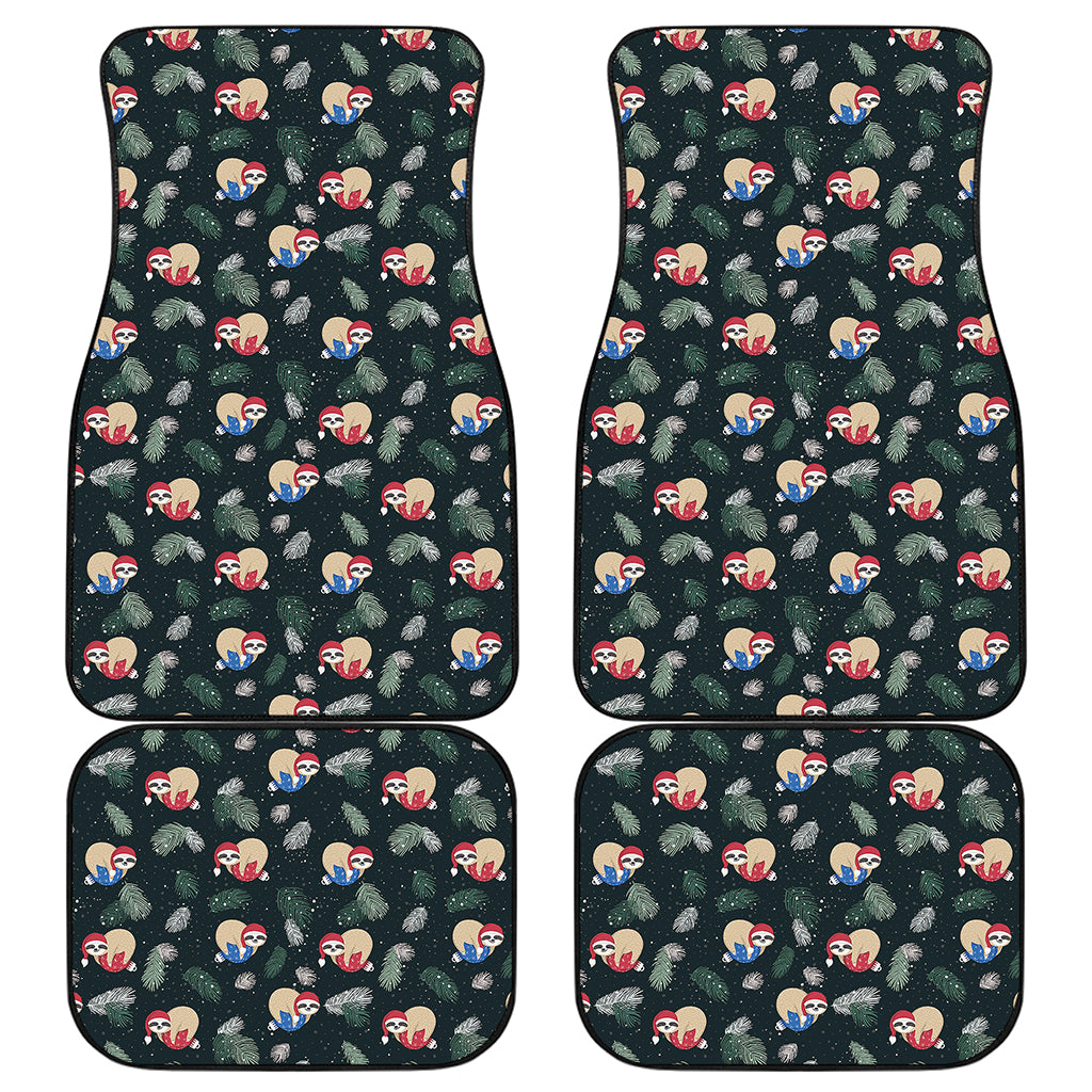 Christmas Sleeping Sloths Pattern Print Front and Back Car Floor Mats