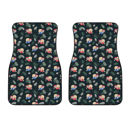 Christmas Sleeping Sloths Pattern Print Front Car Floor Mats