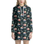 Christmas Sleeping Sloths Pattern Print Hoodie Dress