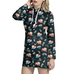 Christmas Sleeping Sloths Pattern Print Hoodie Dress