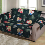 Christmas Sleeping Sloths Pattern Print Loveseat Protector