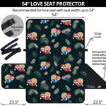 Christmas Sleeping Sloths Pattern Print Loveseat Protector