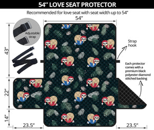 Christmas Sleeping Sloths Pattern Print Loveseat Protector