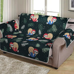 Christmas Sleeping Sloths Pattern Print Loveseat Protector