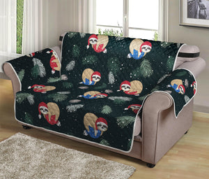 Christmas Sleeping Sloths Pattern Print Loveseat Protector