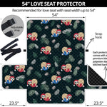 Christmas Sleeping Sloths Pattern Print Loveseat Protector