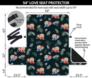 Christmas Sleeping Sloths Pattern Print Loveseat Protector