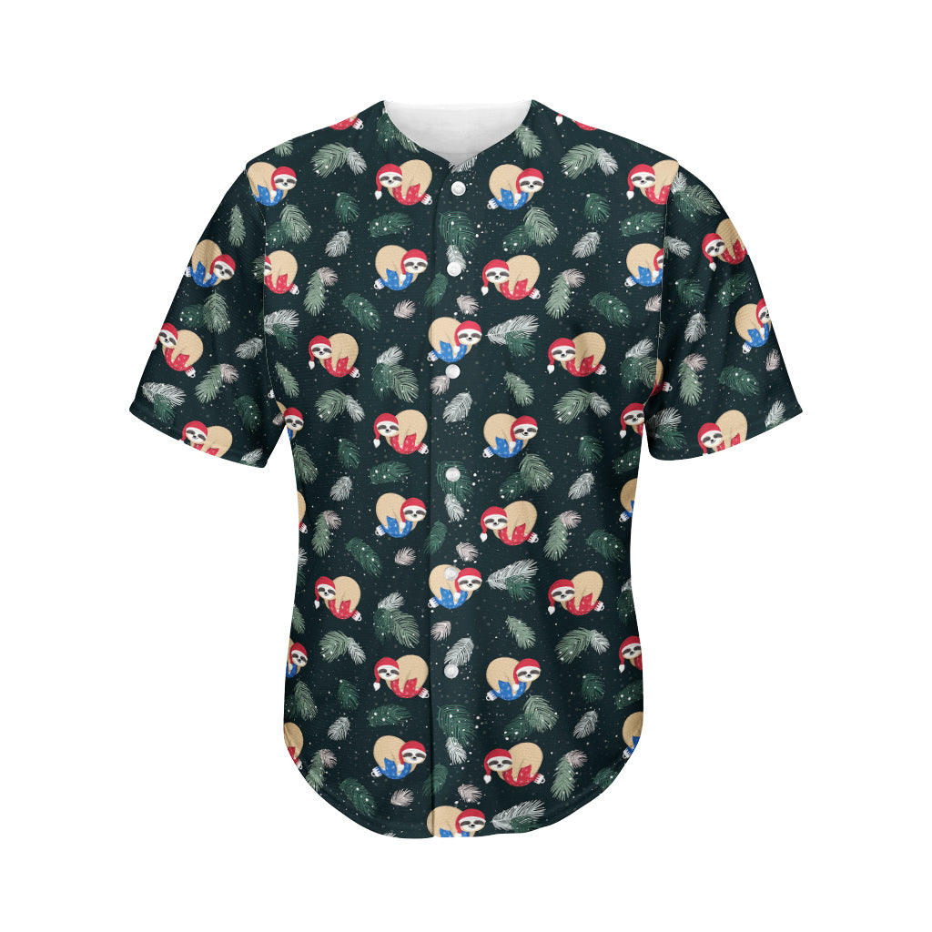 Christmas Sleeping Sloths Pattern Print Men's Baseball Jersey