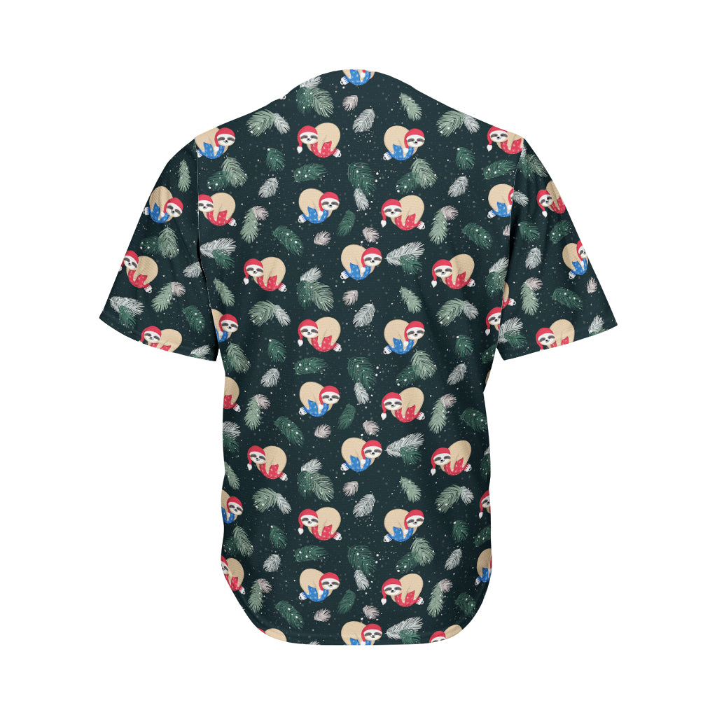 Christmas Sleeping Sloths Pattern Print Men's Baseball Jersey