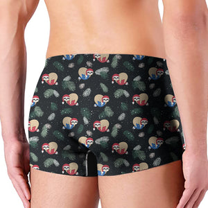 Christmas Sleeping Sloths Pattern Print Men's Boxer Briefs