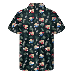 Christmas Sleeping Sloths Pattern Print Men's Short Sleeve Shirt