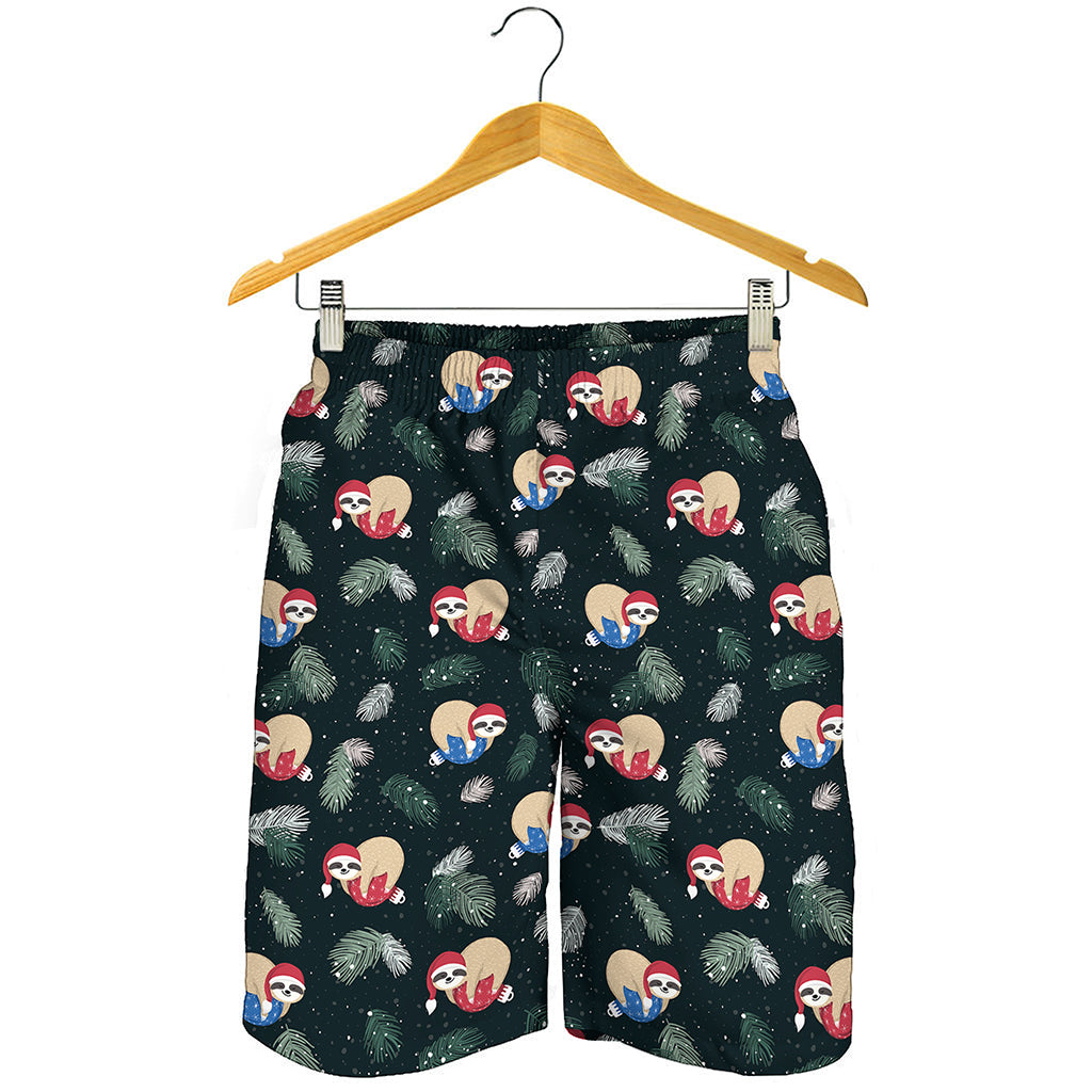 Christmas Sleeping Sloths Pattern Print Men's Shorts