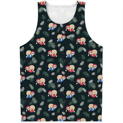 Christmas Sleeping Sloths Pattern Print Men's Tank Top