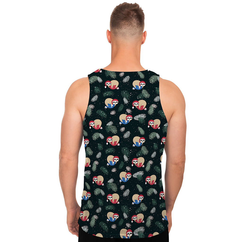 Christmas Sleeping Sloths Pattern Print Men's Tank Top