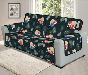 Christmas Sleeping Sloths Pattern Print Oversized Sofa Protector