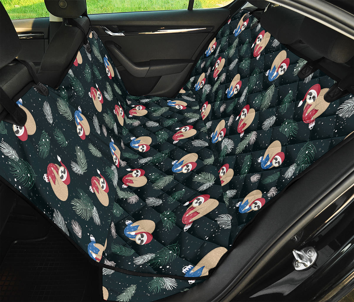 Christmas Sleeping Sloths Pattern Print Pet Car Back Seat Cover