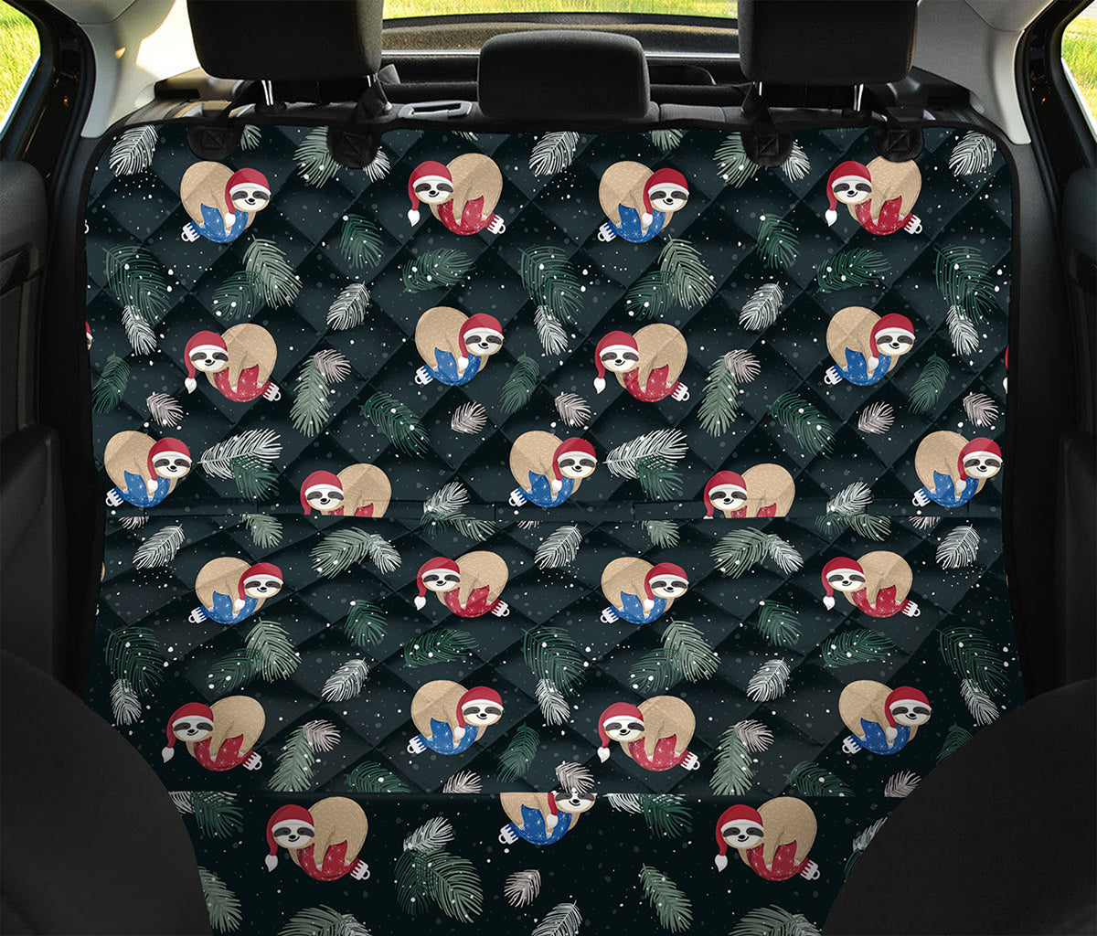 Christmas Sleeping Sloths Pattern Print Pet Car Back Seat Cover