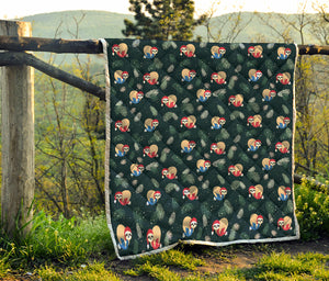 Christmas Sleeping Sloths Pattern Print Quilt