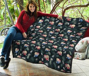 Christmas Sleeping Sloths Pattern Print Quilt