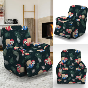 Christmas Sleeping Sloths Pattern Print Recliner Slipcover