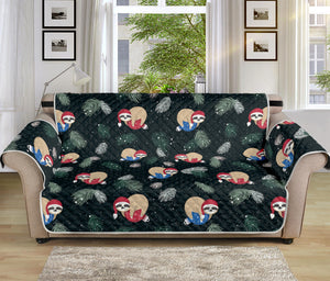 Christmas Sleeping Sloths Pattern Print Sofa Protector