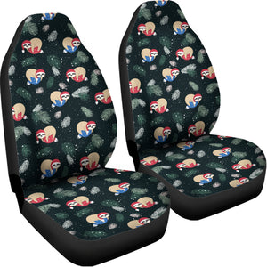 Christmas Sleeping Sloths Pattern Print Universal Fit Car Seat Covers