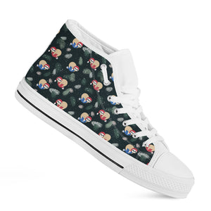 Christmas Sleeping Sloths Pattern Print White High Top Shoes