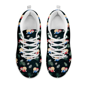 Christmas Sleeping Sloths Pattern Print White Sneakers