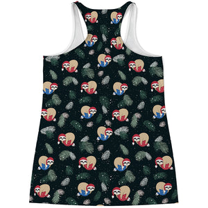 Christmas Sleeping Sloths Pattern Print Women's Racerback Tank Top