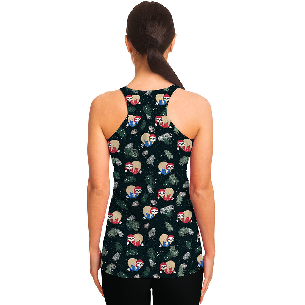 Christmas Sleeping Sloths Pattern Print Women's Racerback Tank Top