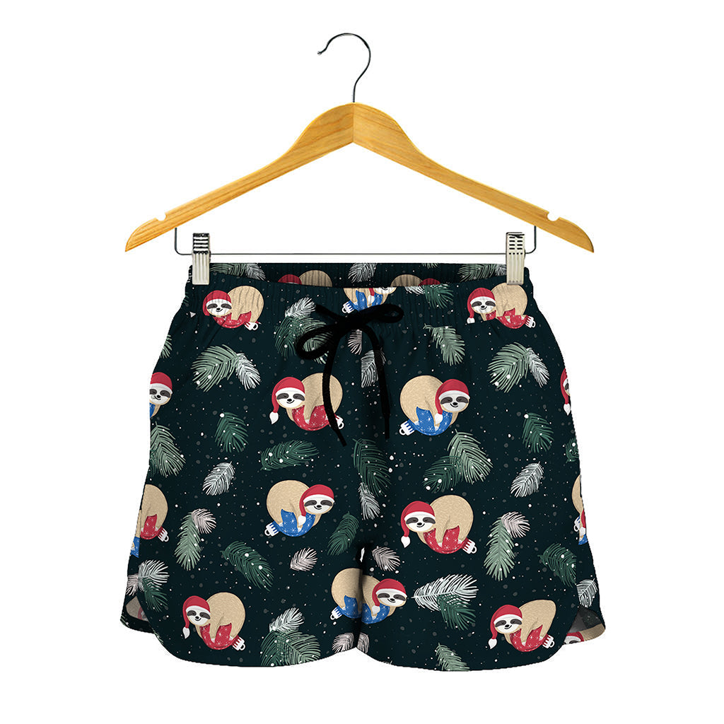 Christmas Sleeping Sloths Pattern Print Women's Shorts