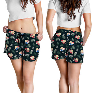 Christmas Sleeping Sloths Pattern Print Women's Shorts