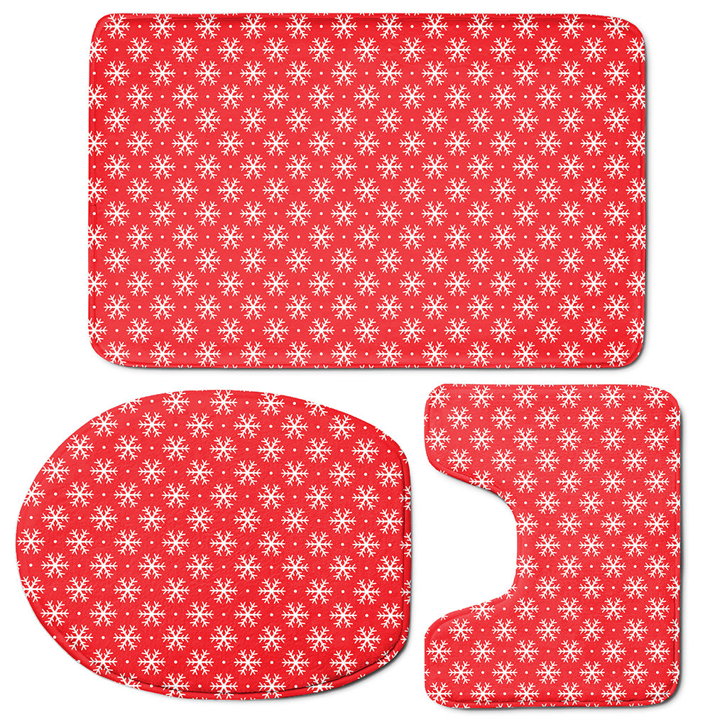 Christmas Snowflake Pattern Print 3 Piece Bath Mat Set