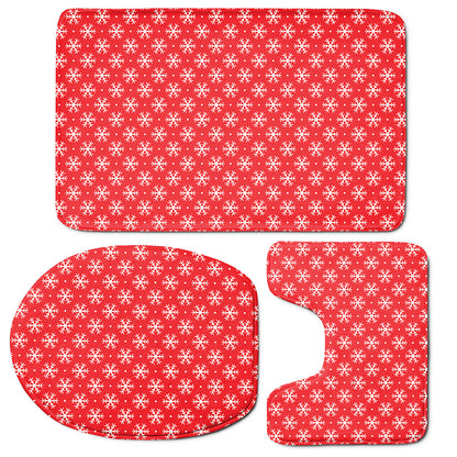 Christmas Snowflake Pattern Print 3 Piece Bath Mat Set