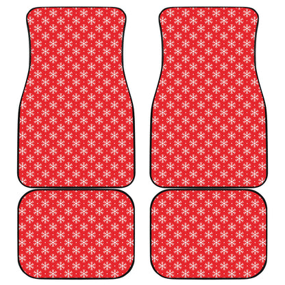 Christmas Snowflake Pattern Print Front and Back Car Floor Mats