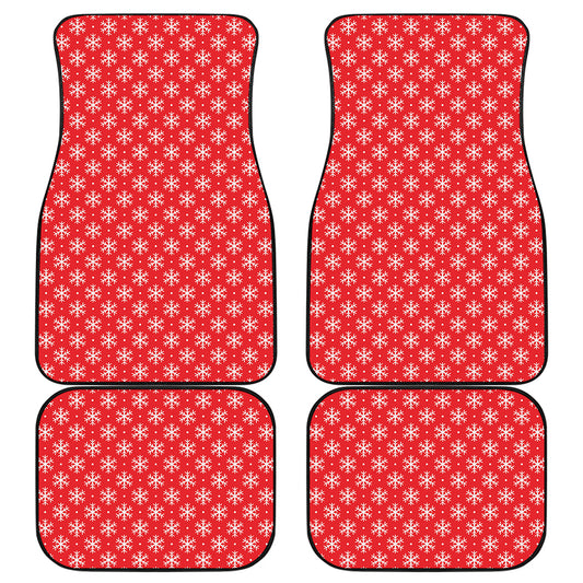 Christmas Snowflake Pattern Print Front and Back Car Floor Mats