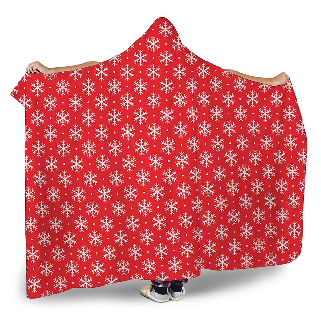 Christmas Snowflake Pattern Print Hooded Blanket