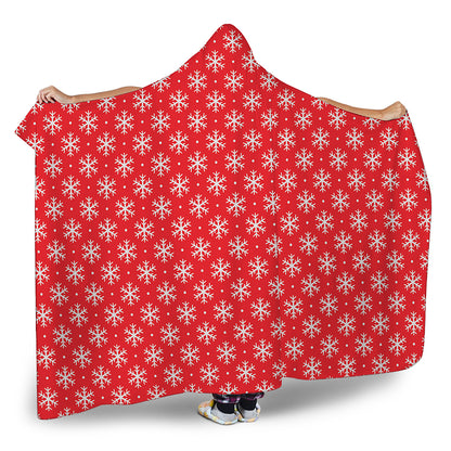 Christmas Snowflake Pattern Print Hooded Blanket