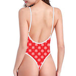 Christmas Snowflake Pattern Print One Piece High Cut Swimsuit